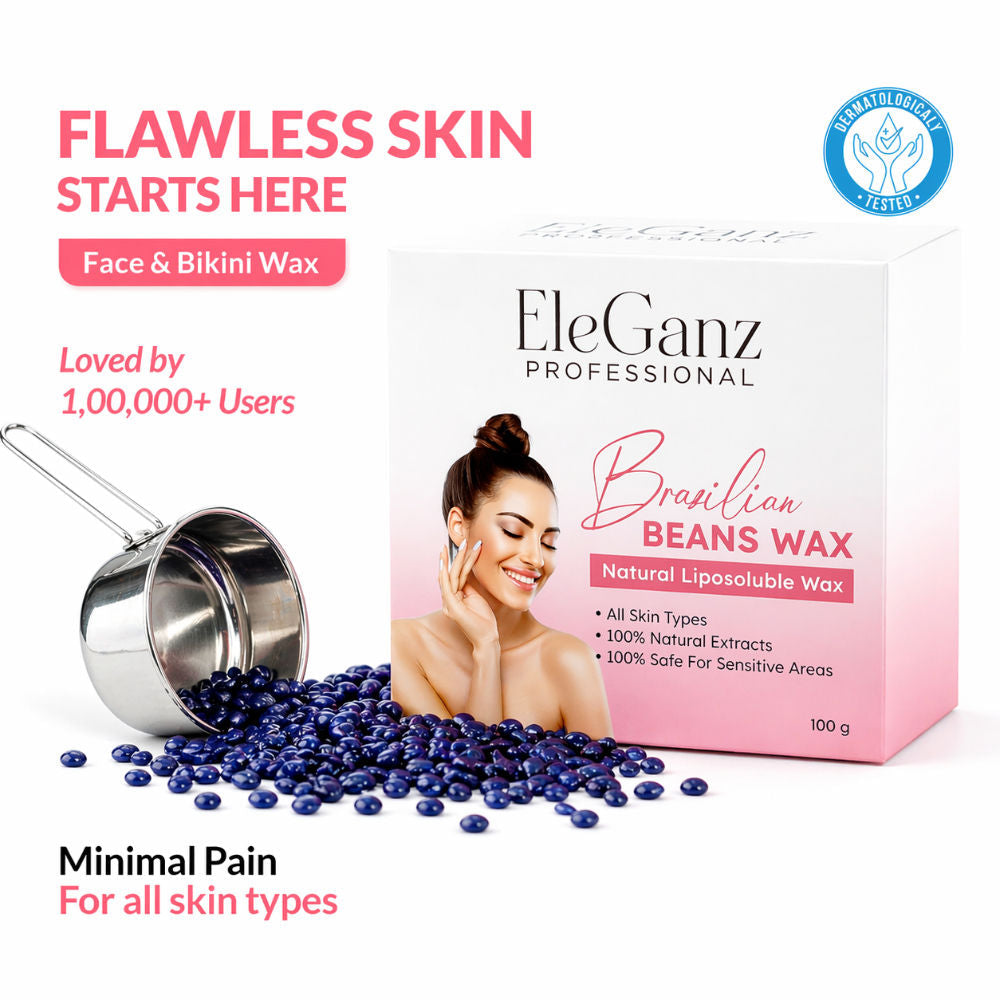 Eleganz Professional Brazilian Hair Removal Wax 100% Natural, Castor Oil, Bees Wax, Sunflower Oil