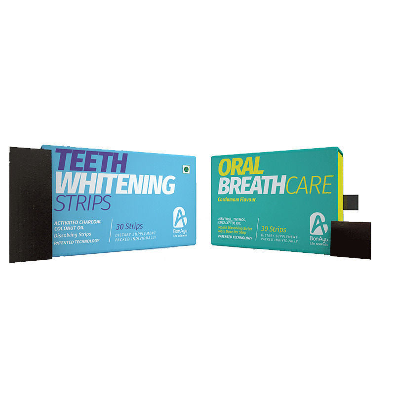 Bonayu Teeth Whitening Strips + Oral Breath Care Strips(Mouth Wash Substitute)