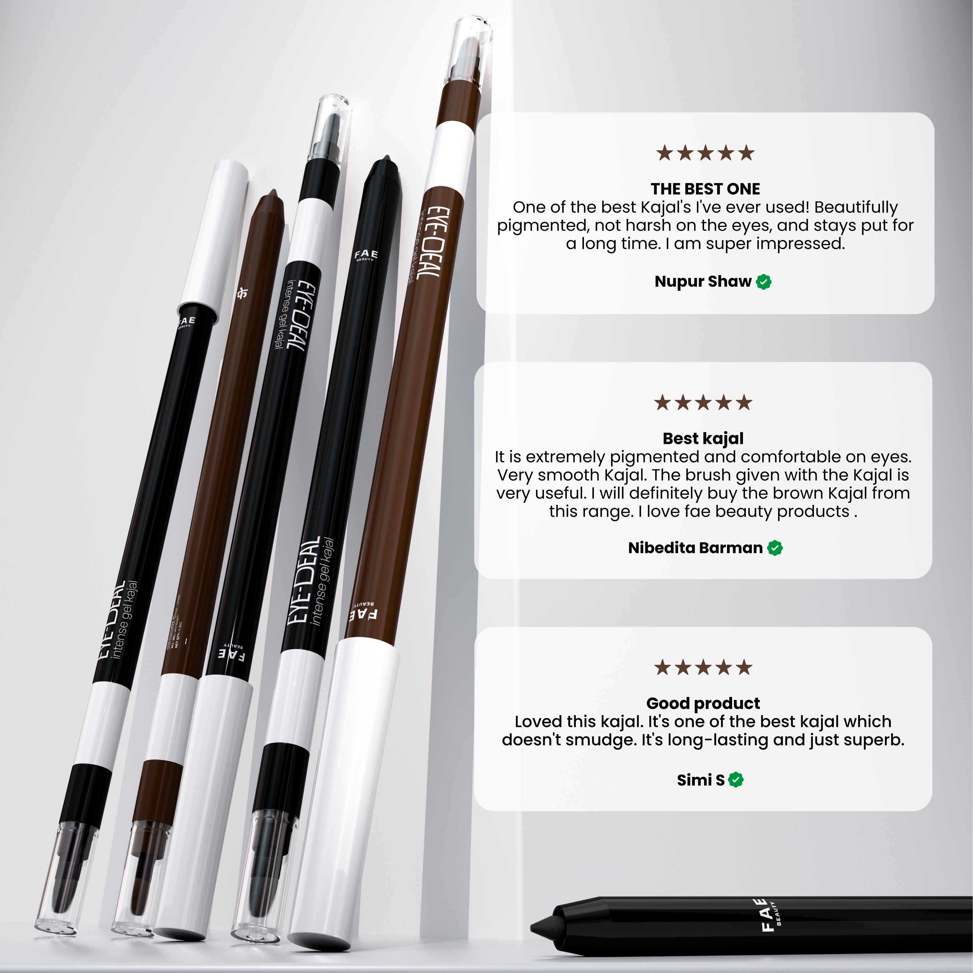 FAE Beauty Eye-Deal Kajal - 24Hr Waterproof, Smudge-Proof with in-built Sharpener