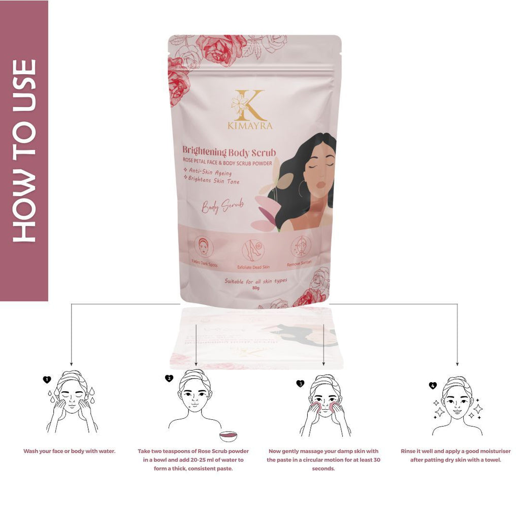 Kimayra Natural Rose Petal Face & Body Scrub Powder
