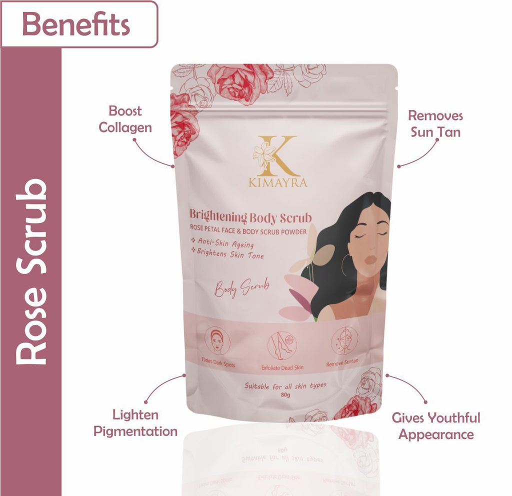 Kimayra Natural Rose Petal Face & Body Scrub Powder