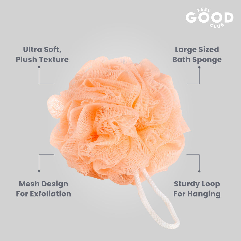 Feel Good Club Bath Loofah - Large Size Shower Sponge For Body Cleansing Exfoliation & Care