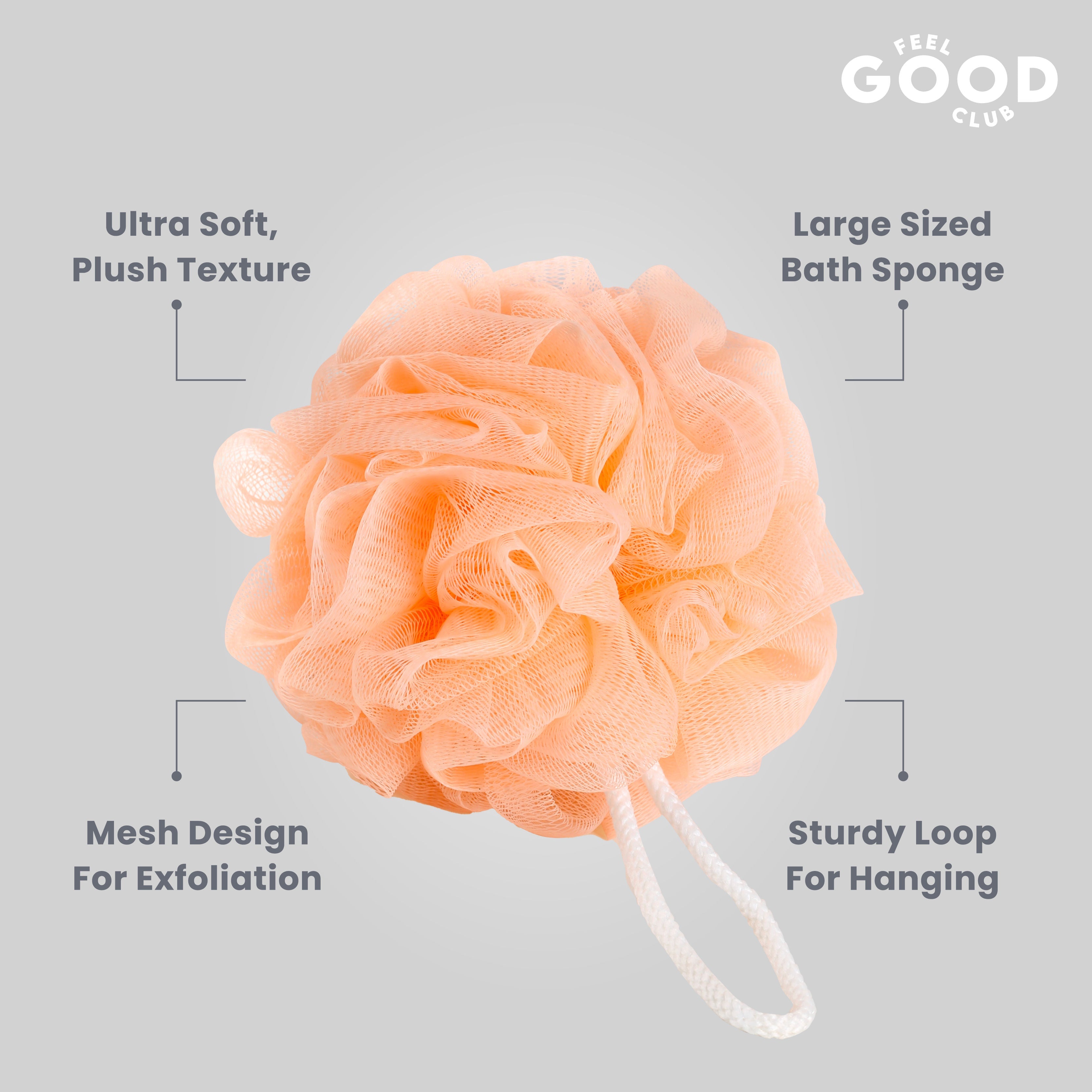 Feel Good Club Bath Loofah - Large Size Shower Sponge For Body Cleansing Exfoliation & Care