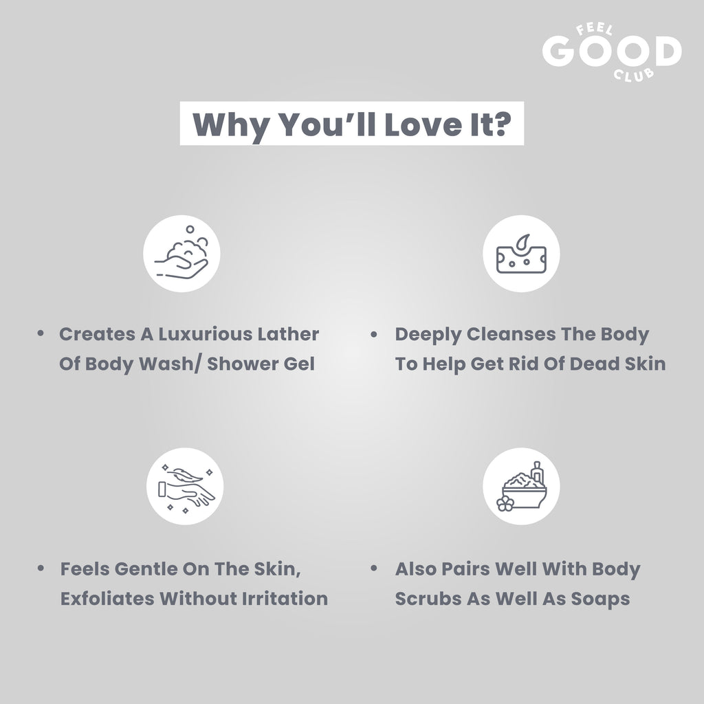 Feel Good Club Bath Loofah - Large Size Shower Sponge For Body Cleansing Exfoliation & Care