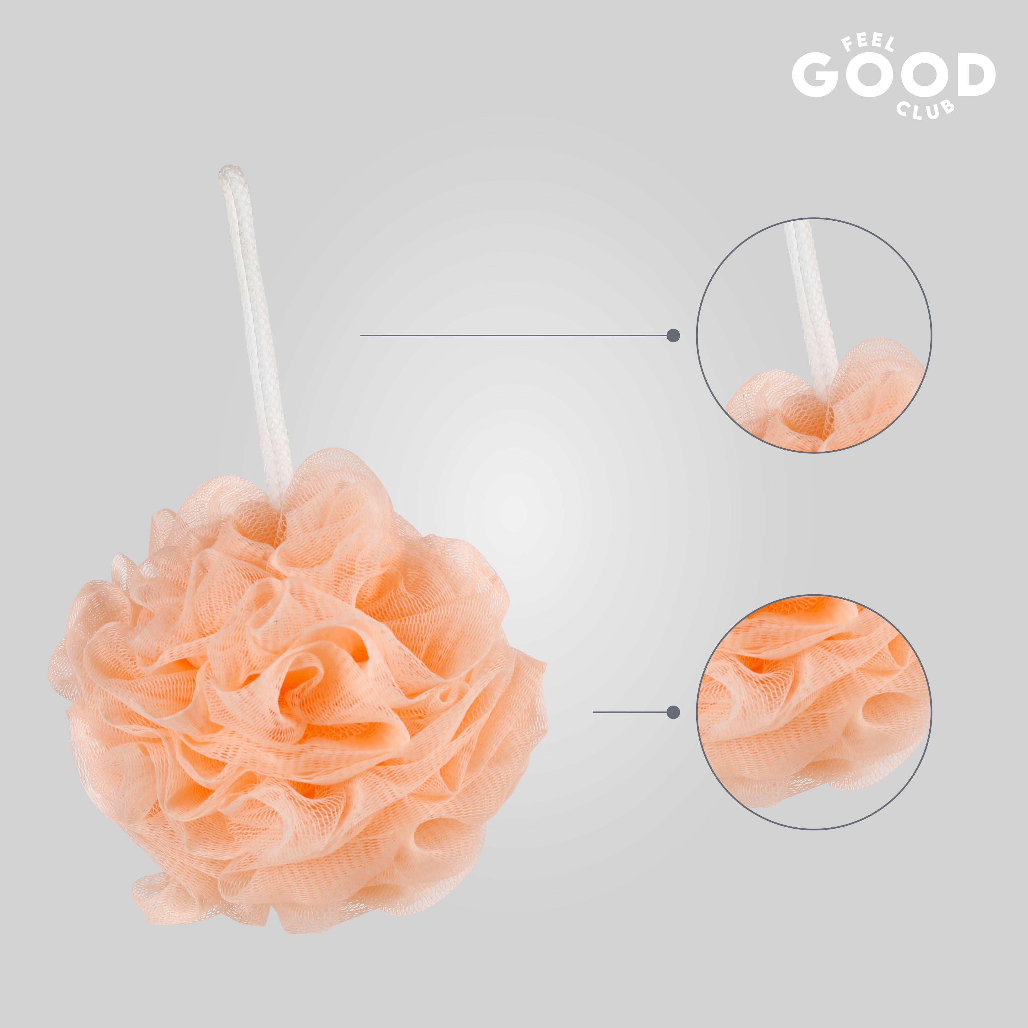 Feel Good Club Bath Loofah - Large Size Shower Sponge For Body Cleansing Exfoliation & Care