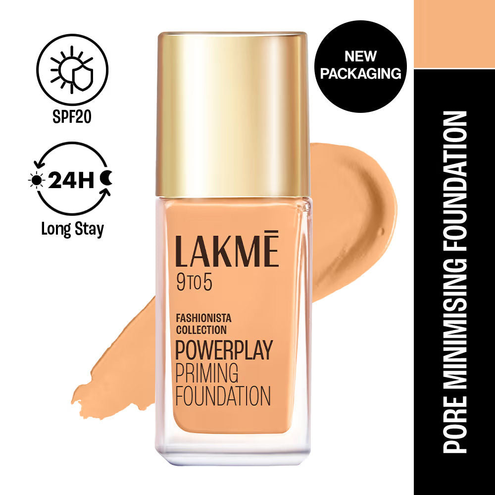 Lakme 9 To 5 Powerplay Priming Foundation, Built In Primer, Long-Lasting, SPF 20