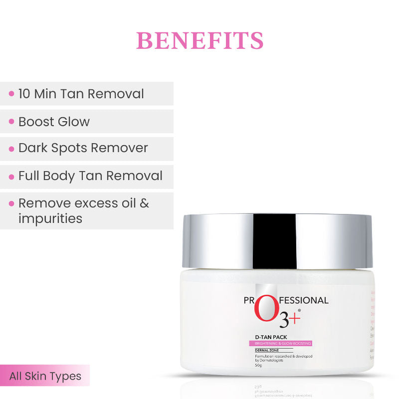 O3+ D-TAN Face Pack for Tan Removal, Brightening & Glow Boosting | For All Skin Types