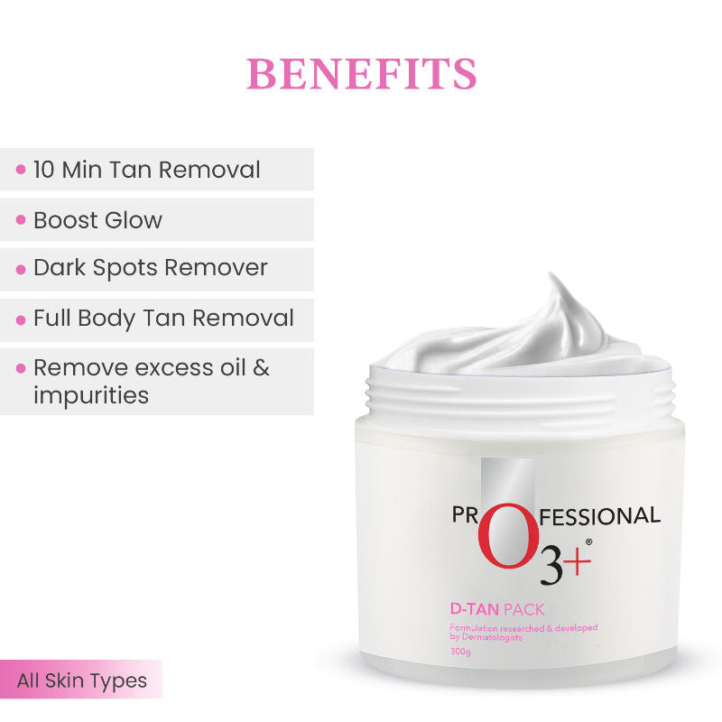 O3+ D -TAN Face Pack for Tan Removal & Glowing Skin - Detan Mask for All Skin Types