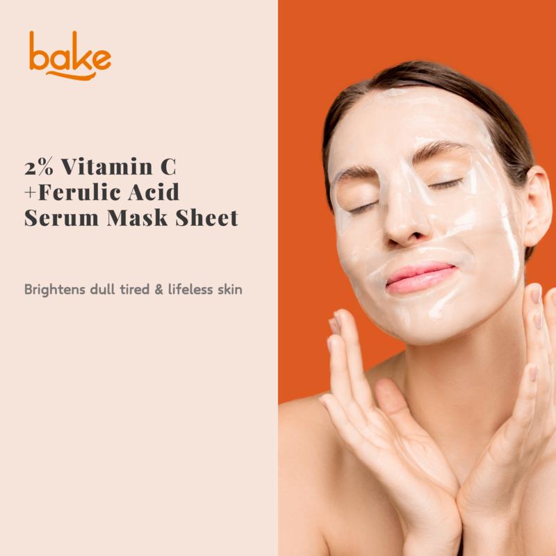 Bake 2% Vitamin C + Ferulic Acid Serum Sheet Mask For Glowing & Brightening Skin