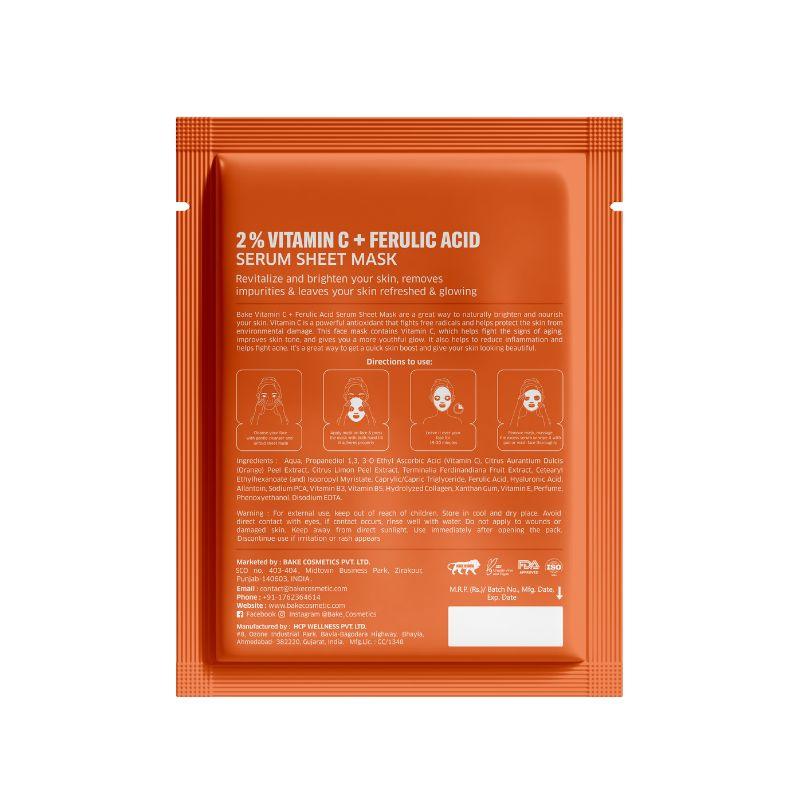 Bake 2% Vitamin C + Ferulic Acid Serum Sheet Mask For Glowing & Brightening Skin