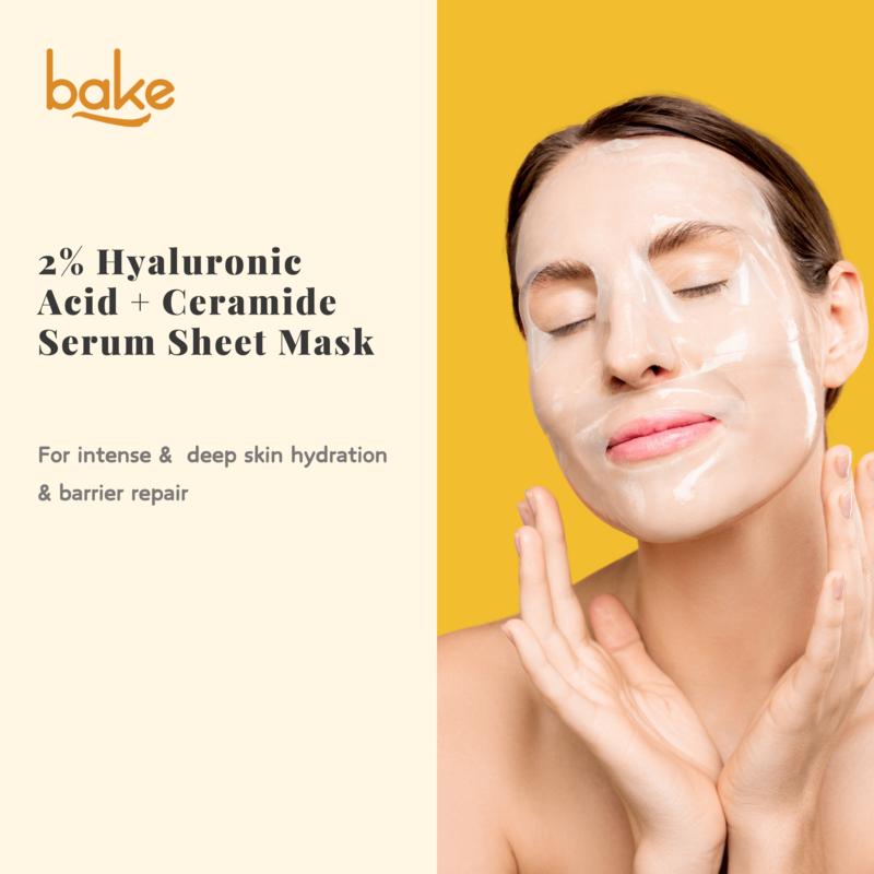 BAKE 2% Hyaluronic Acid + Ceramide Serum Sheet Mask for Skin Hydration & Glowing Skin