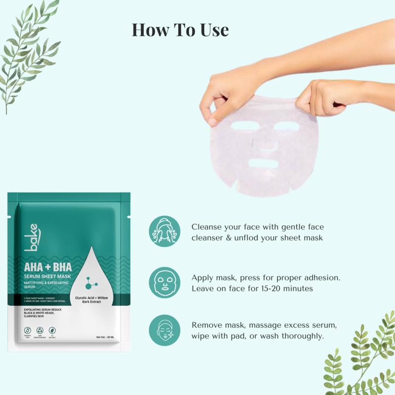 Bake Aha + Bha Serum Sheet Mask For Pigmentation, Pimples & Glowing Skin
