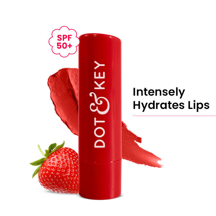 Dot & Key Barrier Repair Hydrating Lip Balm SPF 50 With Ceramides & Peptides Strawberry Red