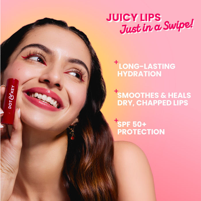Dot & Key Barrier Repair Hydrating Lip Balm SPF 50 With Ceramides & Peptides Strawberry Red