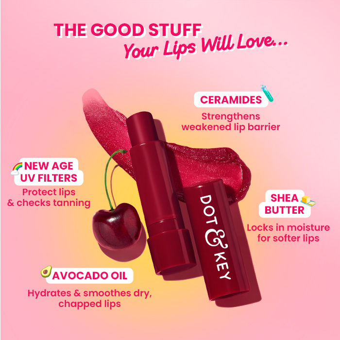 Dot & Key Barrier Repair Hydrating Lip Balm SPF 50 With Ceramides & Peptides Strawberry Red