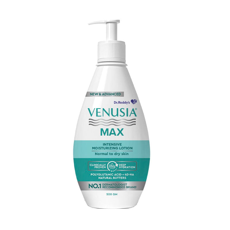 Venusia Max Intensive Moisturizing Lotion Normal To Dry Skin With 4D Hyaluronic + Polyglutamic Acid