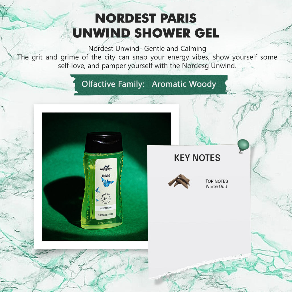 Nordest Paris Unwind Gentle & Calming 3 In 1 Hair, Body & Face Wash