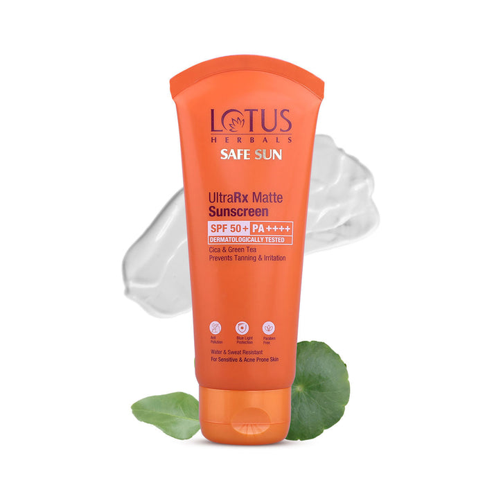 Lotus Herbals UltraRx Matte Sunscreen SPF 50+ PA++++ | With Cica and Green Tea | All Skin Types