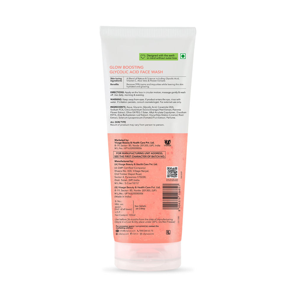O3+ Glycolic Acid Glow Boosting Hydrating Face Wash For Dull Skin & Dark Spots