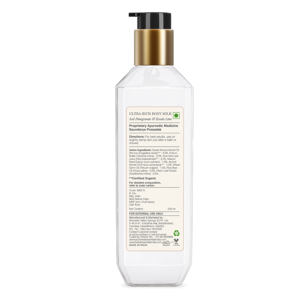 Forest Essentials Ultra-Rich Body Milk Iced Pomegranate & Kerala Lime - Moisturising Body Lotion