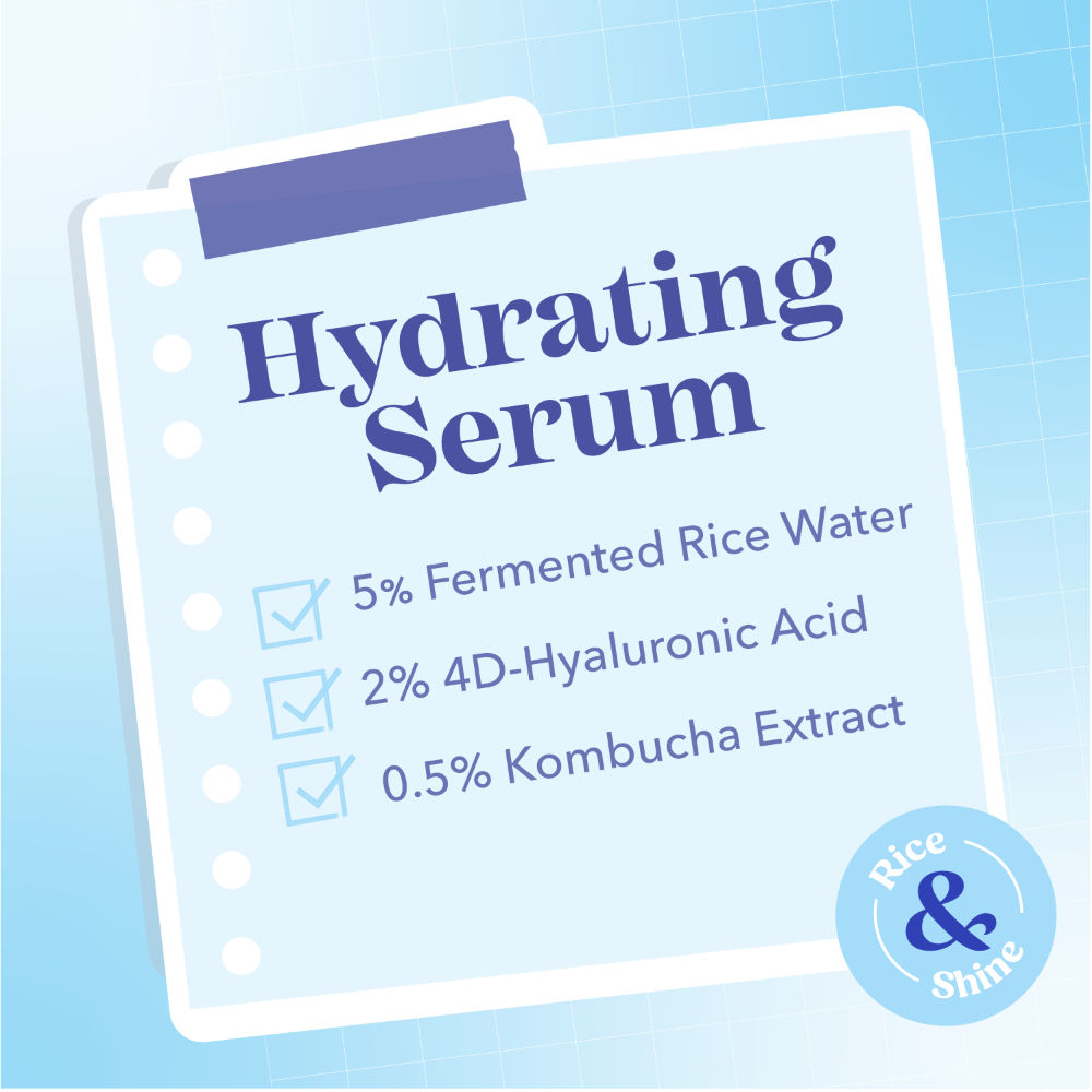 Blue Heaven Hydrating Face Serum with 5% Fermented Rice Water + 2% 4D Hyaluronic Acid + 0.5% Kombucha Extract| 20ml