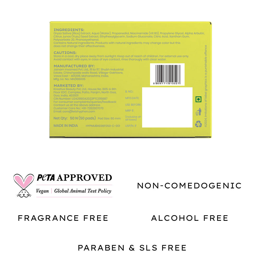 Hyphen 44% Rice Water Brightening Serum Pads
