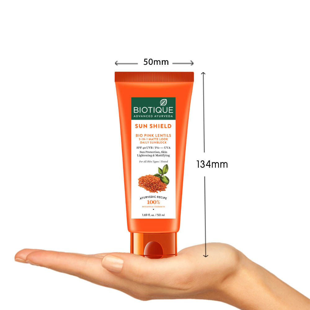 Biotique Bio Pink Lentils Matte Look Sun Block Sunscreen SPF 40
