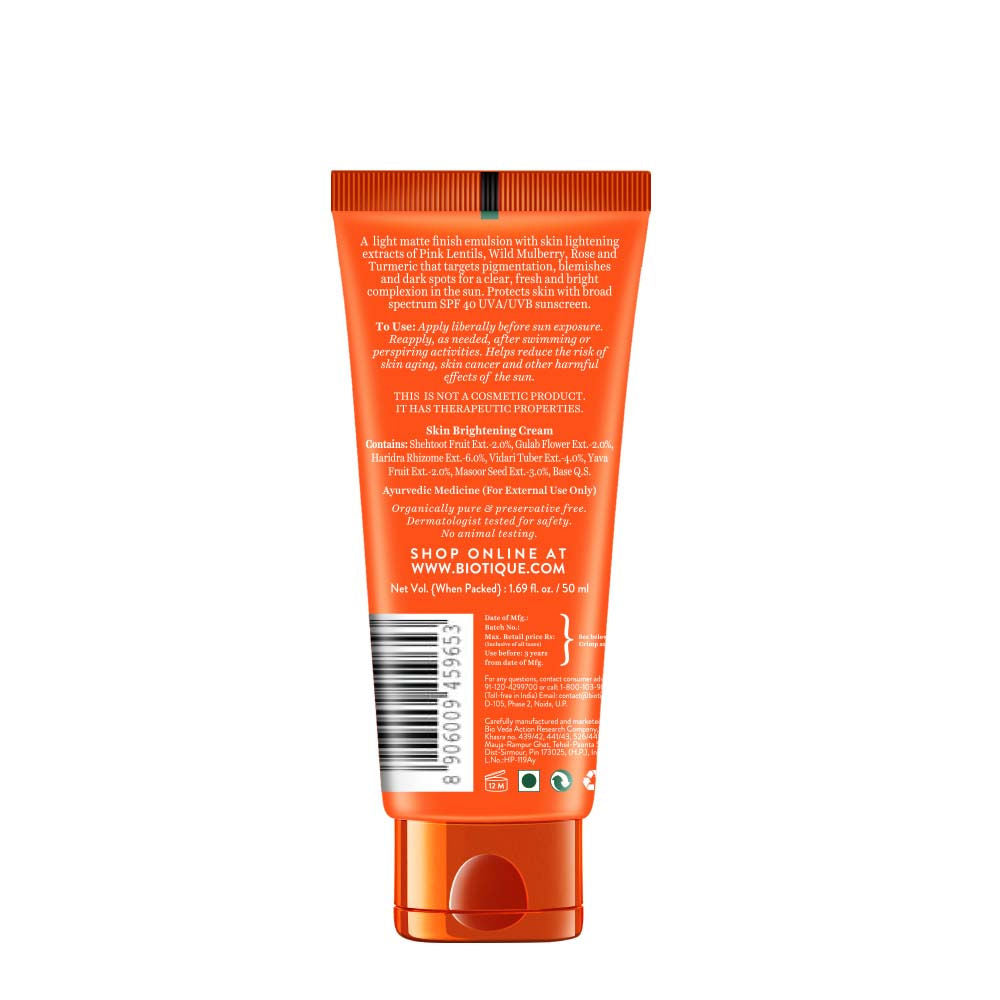 Biotique Bio Pink Lentils Matte Look Sun Block Sunscreen SPF 40