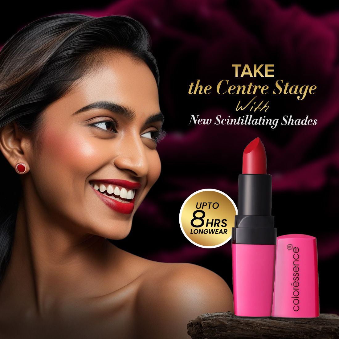 Coloressence Moist Matte Lipstick, Long Lasting Hydrating Vitamin C Shea Butter Pigmented