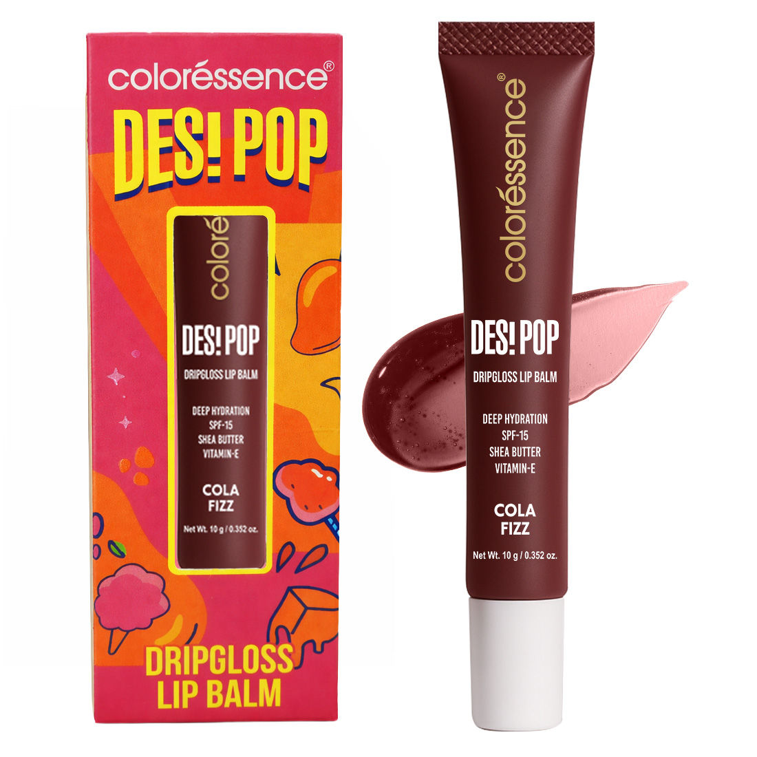 Coloressence Desi Pop DripGloss Lip Balm SPF 15, Hydrating Gloss for Dry Lips
