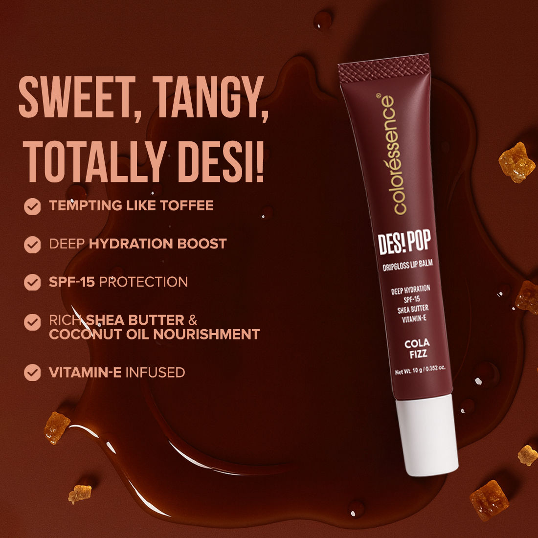 Coloressence Desi Pop DripGloss Lip Balm SPF 15, Hydrating Gloss for Dry Lips