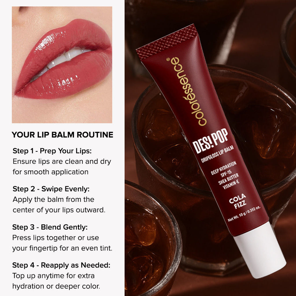 Coloressence Desi Pop DripGloss Lip Balm SPF 15, Hydrating Gloss for Dry Lips