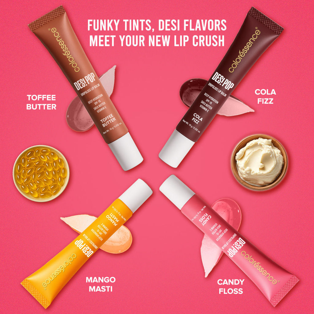 Coloressence Desi Pop DripGloss Lip Balm SPF 15, Hydrating Gloss for Dry Lips