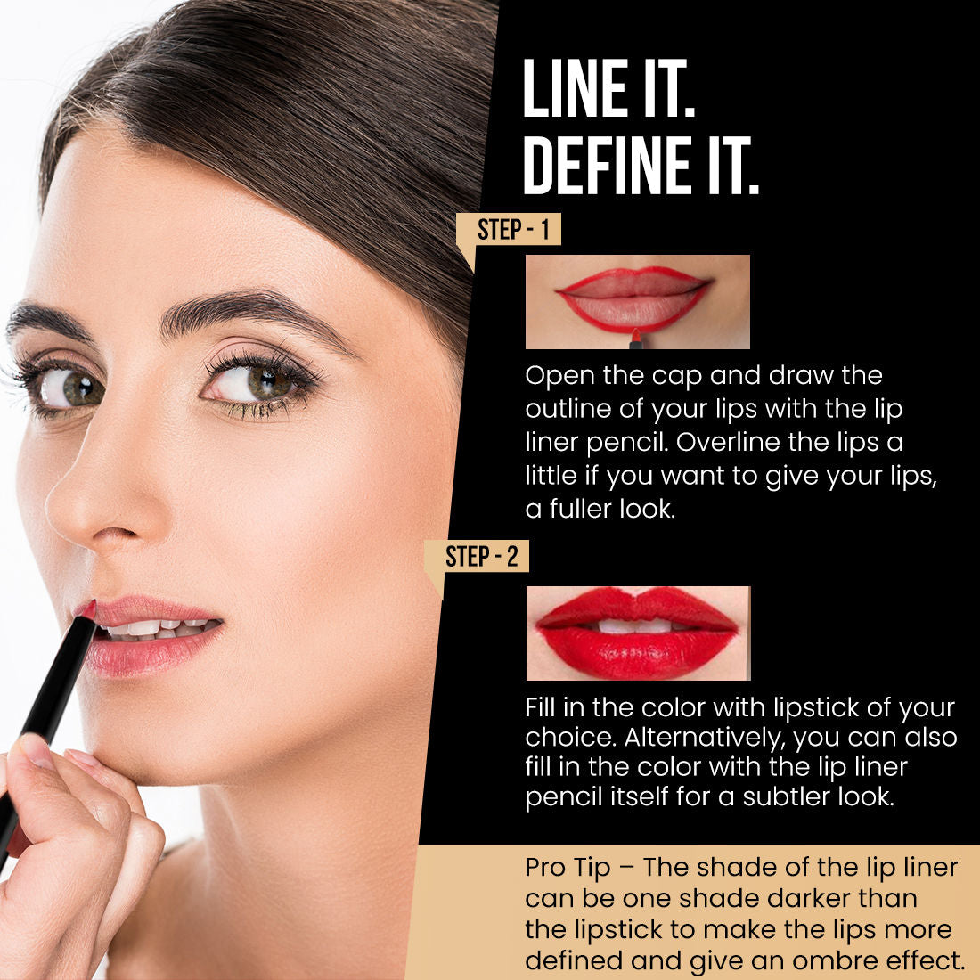 Coloressence Pout Perfect Lip Liner with Sharpener, Long Lasting Smudgeproof Waterproof