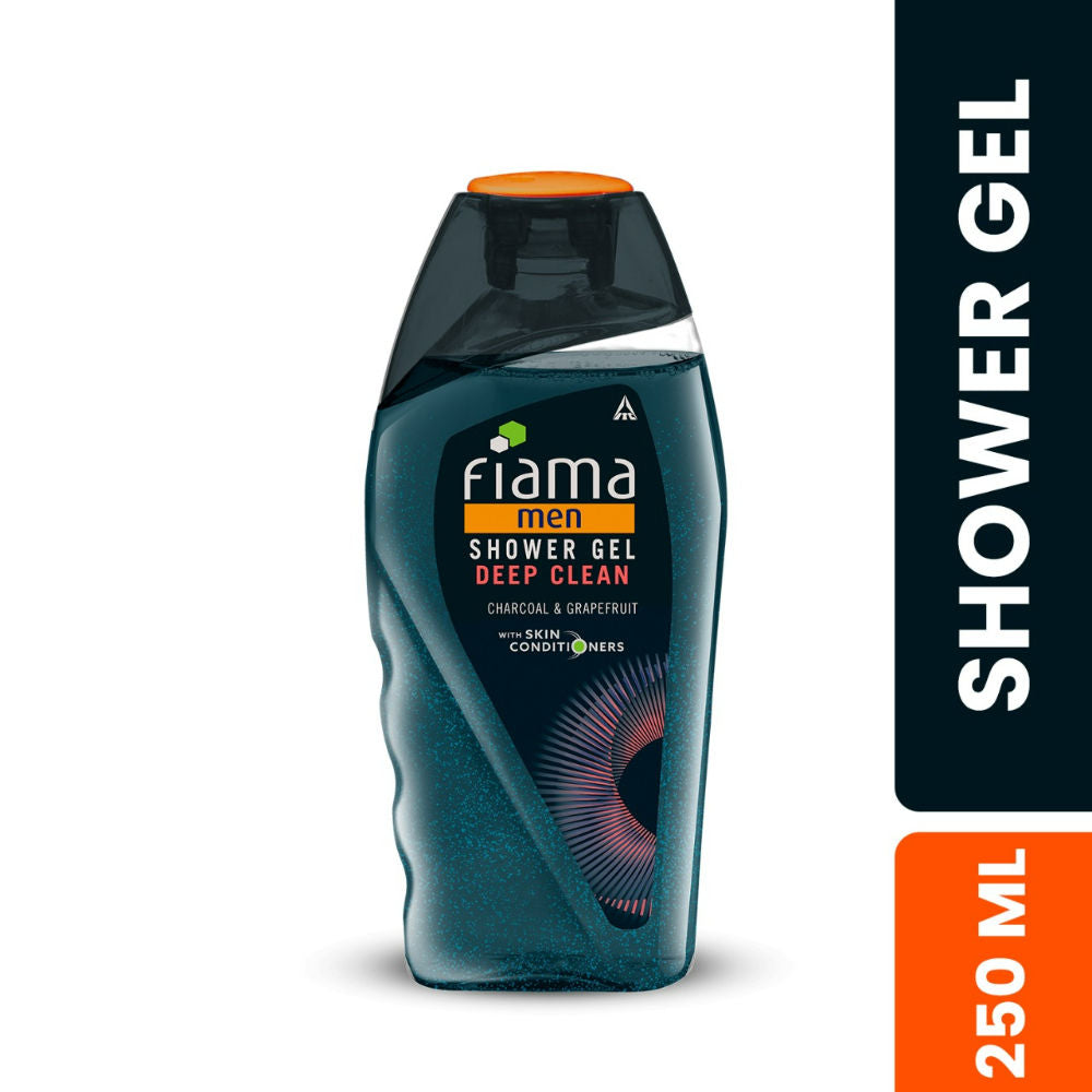 Fiama Men’s Shower Gel Deep Clean, Body Wash with Charcoal & Graperuit for Refreshed Skin