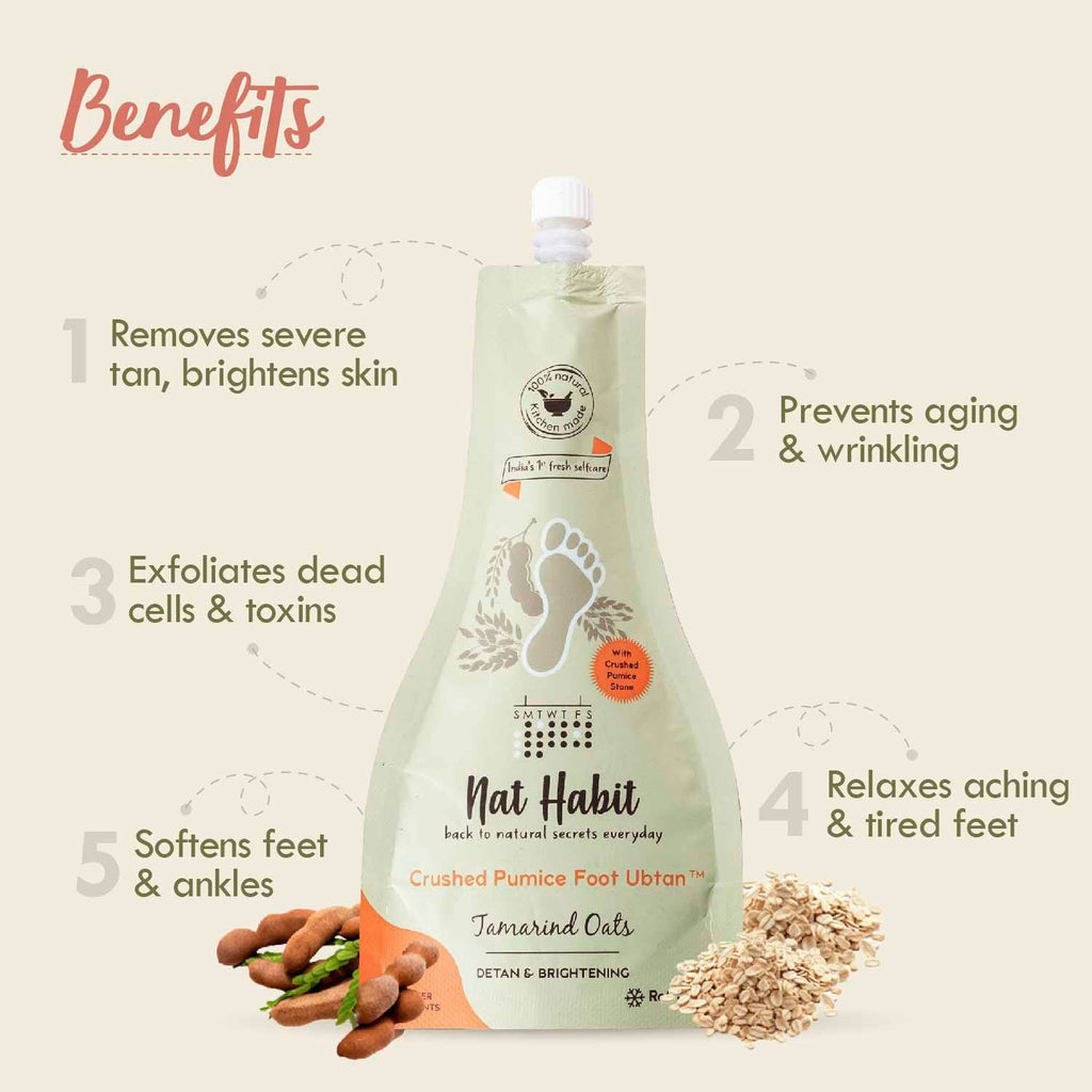 Nat Habit Tamarind Oats Foot Ubtan, Foot Scrub, Foot Mask for Skin Detan, Softens Feet - Pedicure
