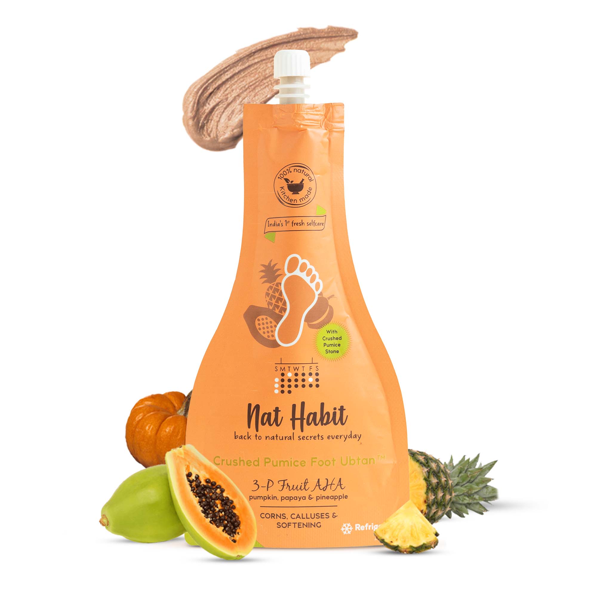 Nat Habit 3P-AHA Foot Ubtan, Foot Scrub , Exfoliating Foot Mask, Corns, Calluses Removal & Softening