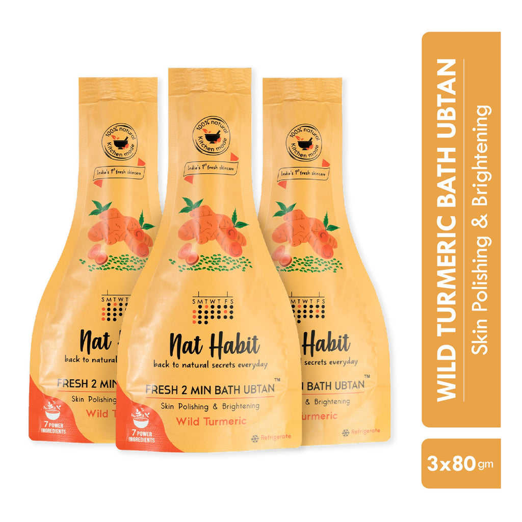 Nat Habit Fresh Bath Ubtan - Wild Turmeric Body Scrub For Body Detan, Pigmentation & Acne Control