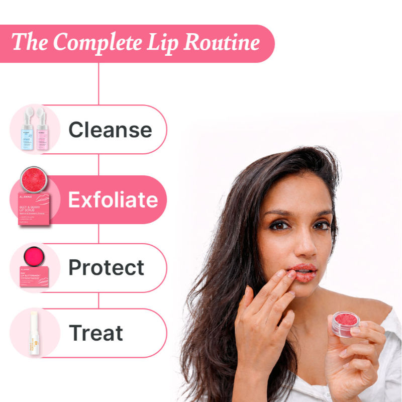 ALANNA Beet & Berry Lip Scrub, Gentle Beetroot Exfoliation for Soft, Glossy Lips, For Women & Men