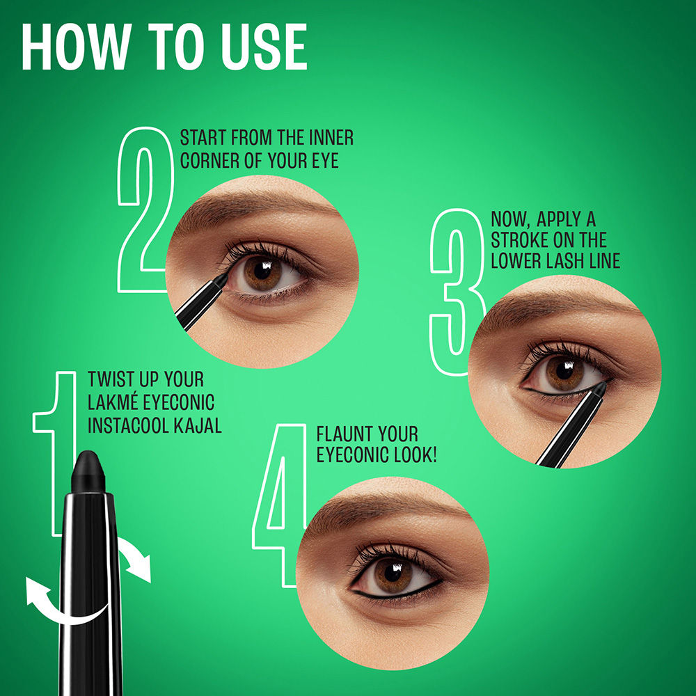 Lakme Eyeconic Insta Cool Deep Black Kajal Cooling Kohl With Cucumber