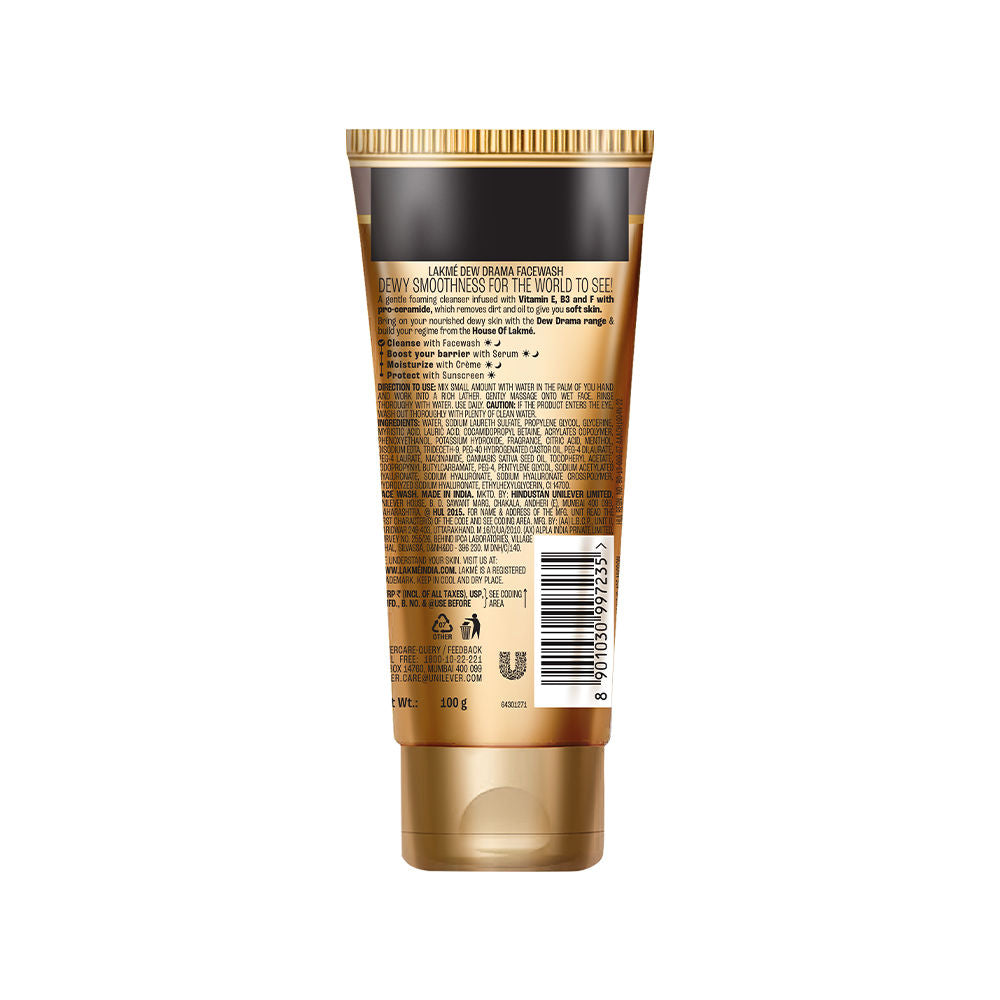 Lakme Dew Drama Facewash with Pro-Ceramides & 6% Vitamin E + B3 + F Complex for Glowing Skin