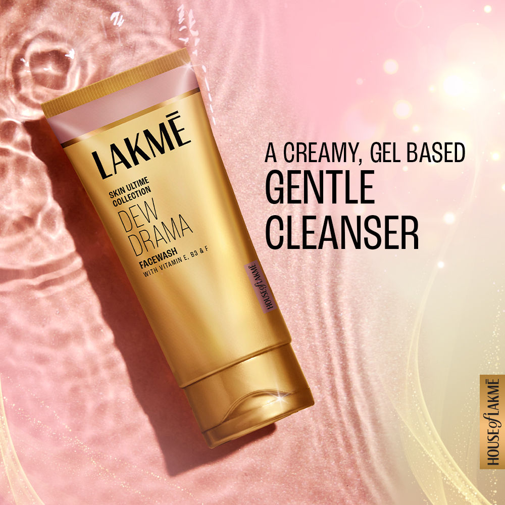 Lakme Dew Drama Facewash with Pro-Ceramides & 6% Vitamin E + B3 + F Complex for Glowing Skin