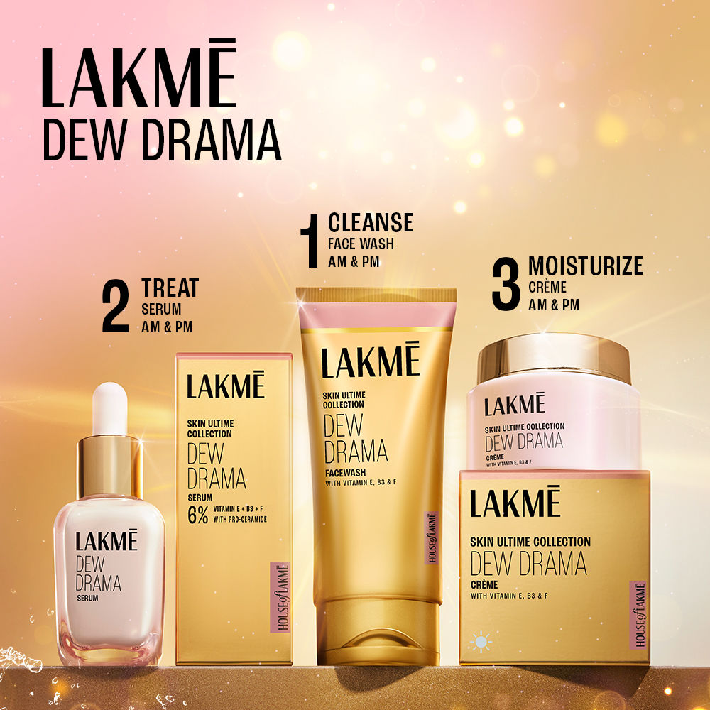 Lakme Dew Drama Facewash with Pro-Ceramides & 6% Vitamin E + B3 + F Complex for Glowing Skin