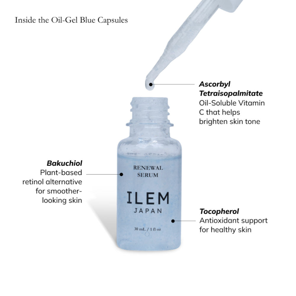 ILEM Japan Renewal Night Capsule Gel Face Serum With Bakuchiol & Peptides