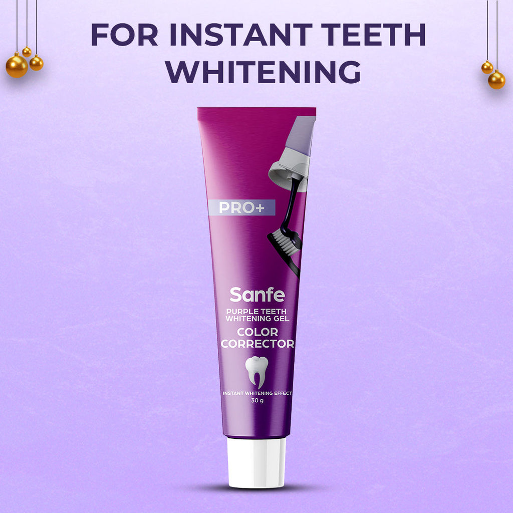 Sanfe Purple Teeth Whitening Gel, Colour Corrector For Yellow Teeth, Dental Whitening Serum