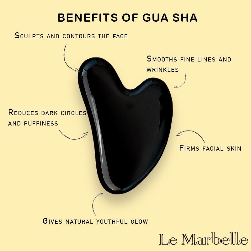 Le Marbelle Black Obsidian Gua Sha Face Massager For Face, Neck Glow & Skin Brightening