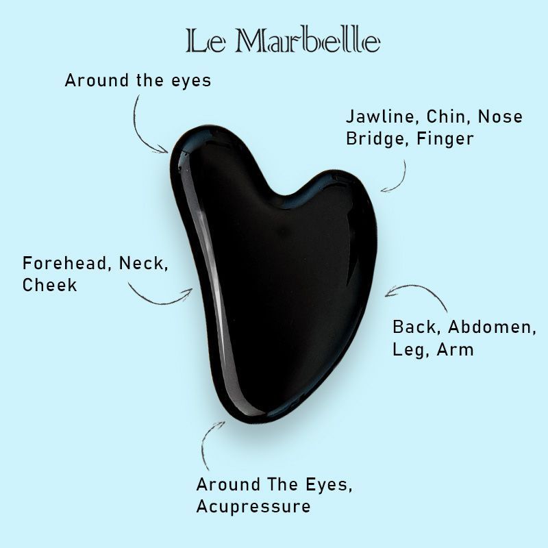 Le Marbelle Black Obsidian Gua Sha Face Massager For Face, Neck Glow & Skin Brightening