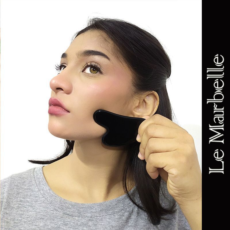 Le Marbelle Black Obsidian Gua Sha Face Massager For Face, Neck Glow & Skin Brightening