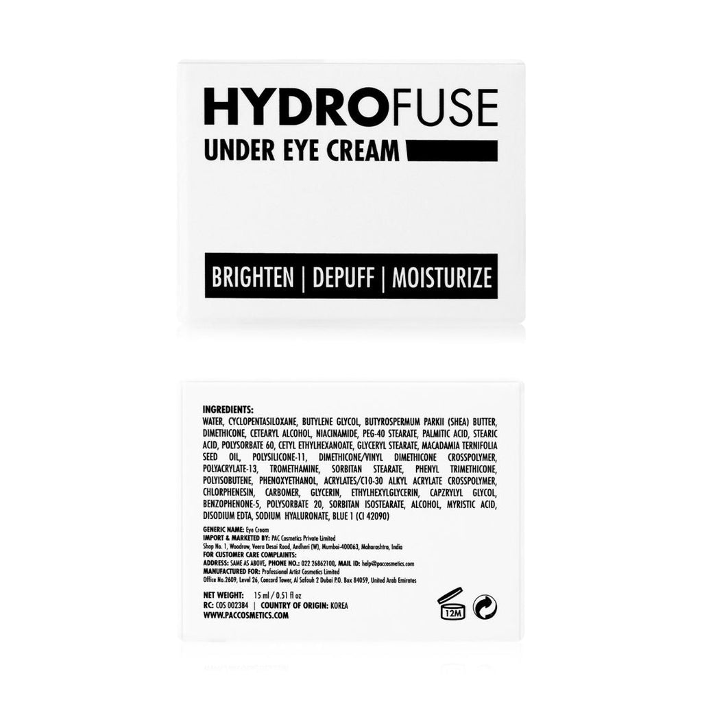 PAC Hydro Fuse Under Eye Cream - Reduces Puffiness & Dark Circles, Brightens, Hydrates & Moisturizes