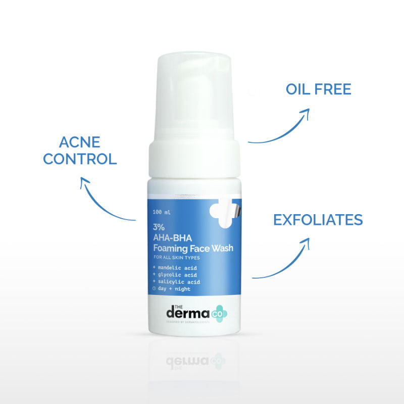 The Derma Co 3% AHA-BHA Foaming Face Wash for Acne Control